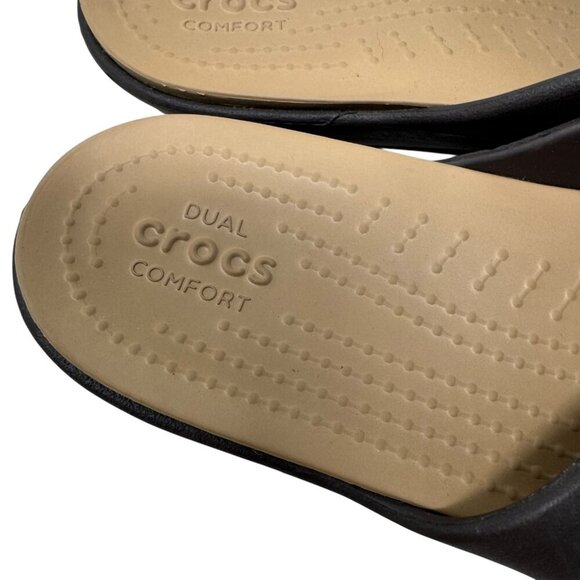 Crocs Sanrah Hammered Tear Drop slides Sandal Women's Size 9 brown gold - Picture 8 of 12